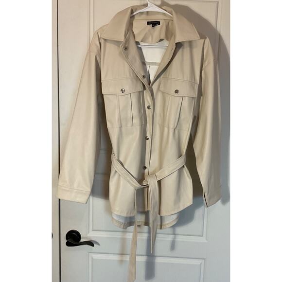 Shinestar Jackets & Blazers - Shinestar Beige Belted Lightweight Utility Polyurethane High Low Jacket M
